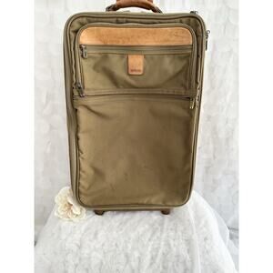 Hartmann Expandable 22" Carry On Suitcase Wheels/Rolling W Leather Trim Luggage